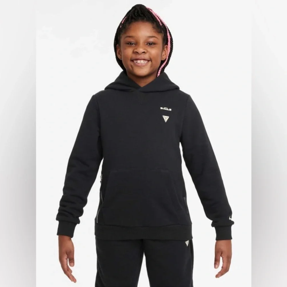 Nike LeBron James ‘King’ Kids Black Po Hoodie Sweater size Medium EUC - Picture 2 of 16